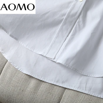 AOMO ir 2021. Sievietes Augstas Kvalitātes Balta Kokvilnas Blūze ar garām Piedurknēm, Elegants Sieviešu Birojs Dāmu Krekls Blusas Femininas 6D67A