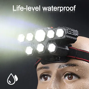Portatīvo 6 LED/8 LED USB Uzlādējams Lukturis Ūdensizturīgs 3 Gaismas Režīmi Avārijas Galvas Lampas Tūrisma Pārgājieni Zvejas