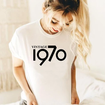 Vintage 1970 Drukāt Sieviešu T Krekls 52. Dzimšanas dienas svinības Topi Cēloņu Plus Lieluma Grafiskais T Unisex Kokvilnas Apģērbs Dāvanu Mammai