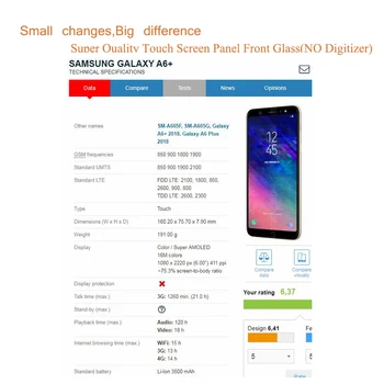 Ekrāns Samsung Galaxy A6 2018 A600 A6+ Plus 2018 A605 A605F Touch Ekrāns Priekšējā Stikla Paneli Ārējā Stikla Lēcu, LCD NR.