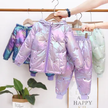Chilren s ir uz Leju-Kokvilnas Apģērbs Set Baby Meitenes Zēni Izšuvumi Jacoet Mētelis+Elsas Tērpi Tērps Bērniem Ziemas Clothng