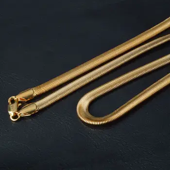 Akmens vīriešu jauni plaukti dāmas zelta dzīvoklis čūska kaulu kaklarota modes 50-55cm gara ķēde, ķēde, kaklarota, dāmas rotaslietas