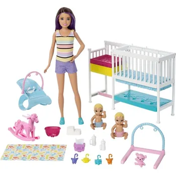 Sākotnējā Barbie Bērnistaba ar Playset Kapteinis Aukles Inc. Lelle 2 Bērnu Lelles Gultiņa un GFL38 10 + Gabalu Dzimšanas dienas dāvana