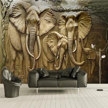 Pasūtījuma 3D Sienu Gleznojumi Tapetes, 3D Stereo Reljefs Ziloņu Fona sienas Sienas Dzīvojamā Istabā Dīvāns TV Fons, Foto Tapetes