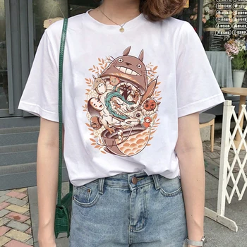 Kawaii Karikatūra Totoro Studio Ghibli Harajuku Kawaii Rozā T Krekls Sieviešu Modes Tshirt Grafiskais Gadījuma T-krekls Anime Topi Tee