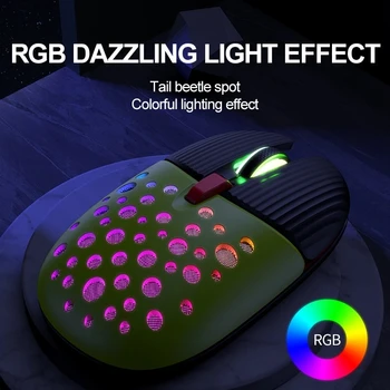 Atkārtoti uzlādējamu Bezvadu Peli Vabole Paredzēti Klusums RGB LED Backlit Krāsains Gaismas 3200 DPI 2.4 G Izslēgšanas Spēļu Pelēm, lai Portatīvo DATORU