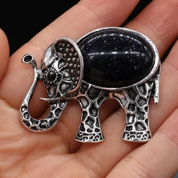 Dabīgā Akmens Cute Elephant Kulons Zilā Smilšu Amethysts Kulons, lai Piekariņi, Rotaslietas Pieņemšanas Kaklarota Reiki dziedināšanas dāvana