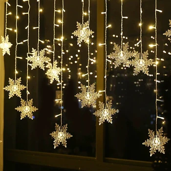 4m LED Sniegpārslas Lāsteku Lampas Pasaku Aizkaru String Gaismas Ziemassvētku un Jaunā Gada Vainags Apgaismojums Ūdensizturīgs Āra Partijas Apdare