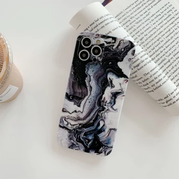 Luksusa Marmora Tālrunis Lietā Par iPhone 12 11 Pro Max 7 8 Plus X XR XS Max Mīksto Triecienizturīgs Aizmugurējo Vāciņu