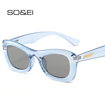 TIK&EI Modes Cat Eye Sieviešu Saulesbrilles Retro Zilā Šampanieti Briļļu Toņos UV400 Vīriešiem Kvadrātveida Saules Brilles
