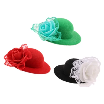 3Pcs Lelles Vintage Katliņš Cepures ar Rožu Apdarei: 28-30cm Lelles