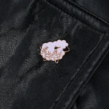 Gudrs zelta aitu žetons augu modelis Pūkains Jēra Dzīvnieku Mīļotājs Dāvanas moderns krekls vestes piederumu