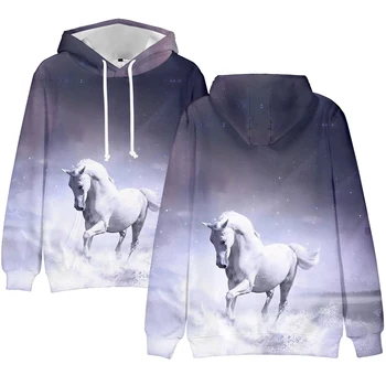Melns Zirgs Hoodies 3d Zēni/meitenes Streetwear Equus caballus pelēkā vārna Equus pelēkā vārna sporta Krekli Unicorn Pulovers Gadījuma Zīmola Mēteļi