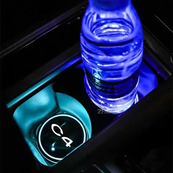 Par Citroen C4 Auto Piederumi Auto Gaismas Ūdens Kausa Kalniņi Turētājs 7 Krāsains USB Uzlādes Auto Led Atmosfēru Gaismas Lampas