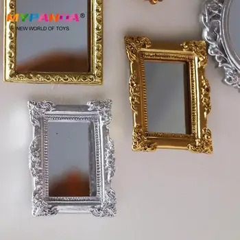 1PC Namiņš Mini Retro Spoguli Griešanai Rāmis Eiropas Stila Mēbeles, Istabas Dekori Doll House Piederumi