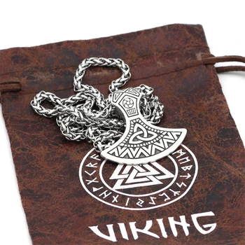 Skandināvijas Vikingi Kaklarota Cirvis Amuletu Kulons Augstas Kvalitātes Metāla Šarmu Ķēdes Antīka Sudraba Krāsā Vintage Aksesuāri Dropshipping