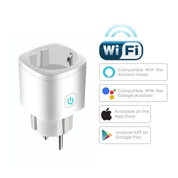 Tuya WiFi ES Smart Plug 16A 220V Adapteri Bezvadu Tālvadības Balss Kontroles Monitora Strāvas Slēdzis rozete Google Home Alexa