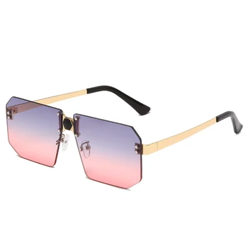 Jauno Modes bez apmales Brilles Luksusa Zīmolu Dizaina Sievietes Vīrieši Metāla Kvadrātveida Saules brilles UV400 Toņos Briļļu oculos de sol