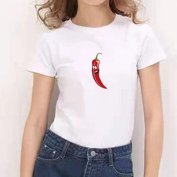 Sieviešu T Krekls Lielgabarīta Vasaras Īsām Piedurknēm Čili Karstā Papper Grafiskais Izdrukāt Modes T-Krekli Dāmu Meiteņu Top Tees Streetwears