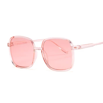 Lielizmēra Kvadrātveida Saulesbrilles Sieviešu Luksusa Pārredzamu Slīpums Saules Brilles Liels Rāmis Vintage Brilles UV400 Glāzes Dāma