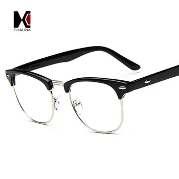 SHAUNA Vintage Vīriešu Retro Stila Melnu Rāmi Vienkāršā Brilles Modes Sieviešu Nagu Apdare Brilles Optiskās Brilles Rāmis