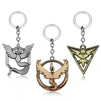 Liesmas Spārnu Putnu Keychain Anime Multfilmu Trīs Svētās Putnu Atslēgu Ķēdes Komanda-Valor Mystic Instinkts Logo
