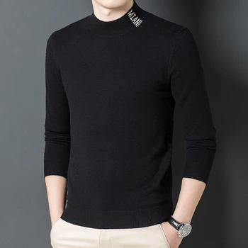 Jauns Modes Zīmols Adīt Džemperi Puse Augstu Uzrullētu Apkakli Trikotāžas Džemperis Vīriešiem Dizainers Estētisko Vienkāršā Moderns Ikdienas Džemperis Vīriešiem Apģērbi