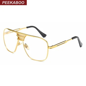 Peekaboo jaunu melnu acu brilles, ietvari vīrieši sievietes augstas kvalitātes lielais zelta rimmed brilles vīriešu rāmji zīmola dizainere metāla