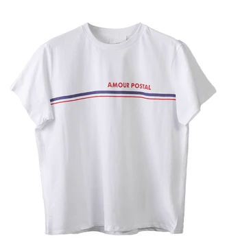 Svītrains Print T-Krekls Sievietēm Vasarā Ir 2021. Īsām Piedurknēm Apaļu Kakla Modes T Krekli Femme Gadījuma Balts T-Veida Topi