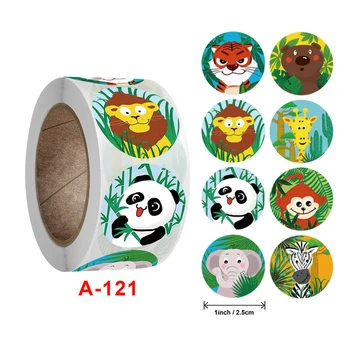 500 Gab./rullis Zooloģiskā dārza Dzīvnieki Karikatūra Uzlīmes Bērniem, Klasiskās Rotaļlietas, Uzlīmes, Skolas Skolotāja Alga Uzlīme 5 Modeļi Modelis Lauva