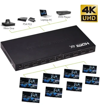 1x8 HDMI Splitter 8 Kanālu Izejas Box Full HD (4K 30Hz 1080p Video Converter HDMI Splitter 1 Gadā 8 No DVD Atskaņotājs, PC Uz HDTV
