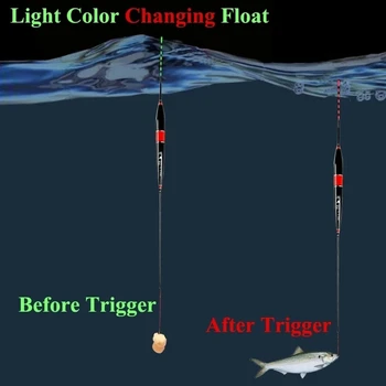 1gb Smart Zvejas Peldēt Bite Alarm Zivju Ēsmas LED Gaismas Krāsa mainās Automātiski Nakti Elektronisko Maiņa Boja Bez akumulatora