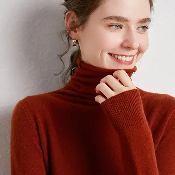 Sieviete Džemperis Sievietēm Kritums Ir 2021. Apģērbs Ziemas Oversizedpink Rudens Adīta Ar Garām Piedurknēm Apgriezts Kašmira Pulovers Augstu Uzrullētu Apkakli