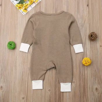 JAUNI Topi Jaundzimušā bērna Baby Boy Meitene Romper Jumpsuit Playsuit Apģērbs, Apģērbs ar garām Piedurknēm Adīt Pavasara Rudens Tērpiem