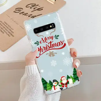 0 Priecīgus Ziemassvētkus Briežu Santa Telefonu Gadījumā Pārredzama Samsung Galaxy S Piezīme 9 10 51 50 71 70 80 20 21 30 ultra plus