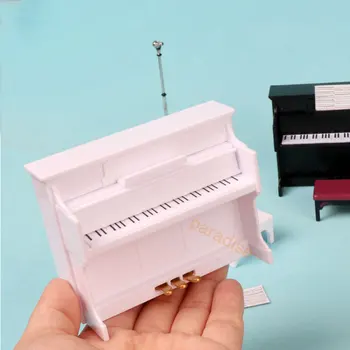 1SET 1/12 Miniatūra leļļu Namiņš Dekorācijas, Aksesuāri, Rotaļlietas, Mini Plastmasas Klavierēm ar Izkārnījumiem Mūzikas Instrumenta Modeli, par Barbie House
